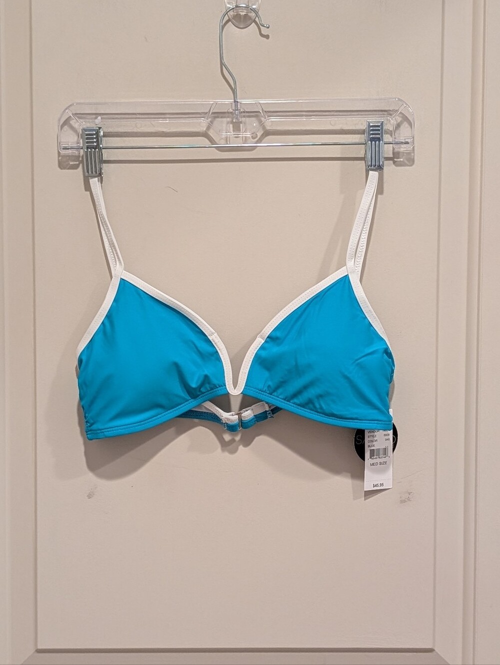 Salero Swim by PacSun Turquoise Triangle Bikini Top with White Trim